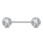 Piercing téton zirconium rond pavé de strass