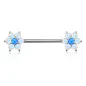 Piercing téton doré double fleurs opalite bleu