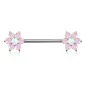 Piercing téton doré double fleurs opalite blanche