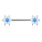 Piercing téton acier double fleurs opalite bleu