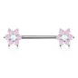 Piercing téton acier double fleurs opalite blanche