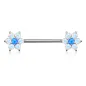 Piercing téton rosé double fleurs opalite bleu