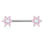 Piercing téton rosé double fleurs opalite blanche