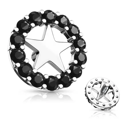 Piercing microdermal étoile strass noirs