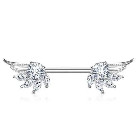 Piercing téton ailes d'ange zirconium marquise