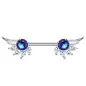 Piercing téton ailes d'ange zirconium marquise bleu