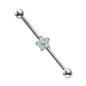 Piercing industriel oreille fleur opaline bleue