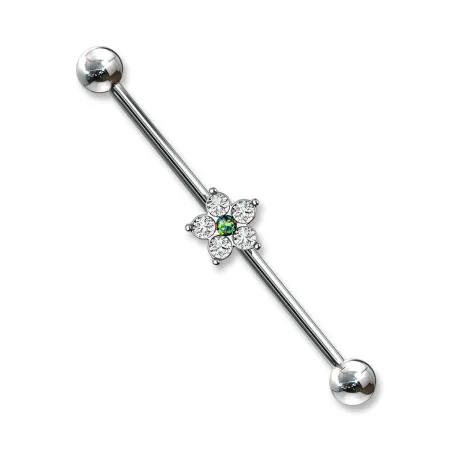 Piercing industriel fleur opaline verte