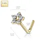 Piercing nez Or jaune 14 carats fleur pierres blanches