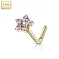 Piercing nez Or jaune 14 carats fleur pierres rose