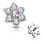 Piercing microdermal fleur 7 zircon blanc rose