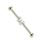 Piercing industriel oreille plaqué or papillon 4 gemmes