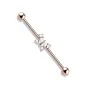 Piercing industriel oreille plaqué or rose papillon 4 gemmes