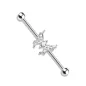 Piercing industriel oreille papillon marquise cristaux blancs