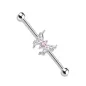 Piercing industriel oreille papillon marquise cristaux rose