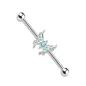 Piercing industriel oreille papillon marquise cristaux turquoise