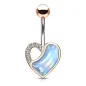 Piercing nombril rosé coeur pierre lumineuse turquoise