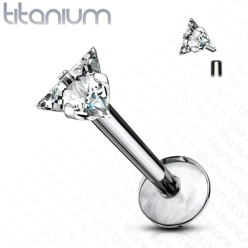 Piercing oreille Labret Monroe Gemme Triangle Titane G23