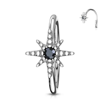 Piercing nez anneau étoile strass noir