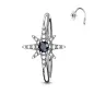 Piercing oreille nez anneau étoile strass noir