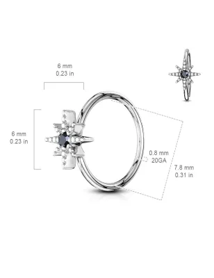 Piercing nez anneau étoile strass noir