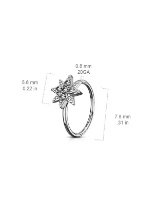 Piercing oreille nez anneau étoile pavée de strass