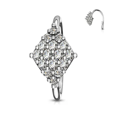 Piercing nez anneau losange pavé de strass