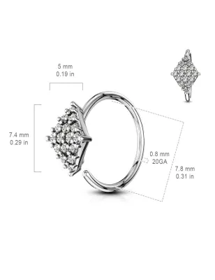 Piercing nez anneau losange pavé de strass