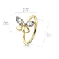 Piercing oreille nez anneau papillon doré strass