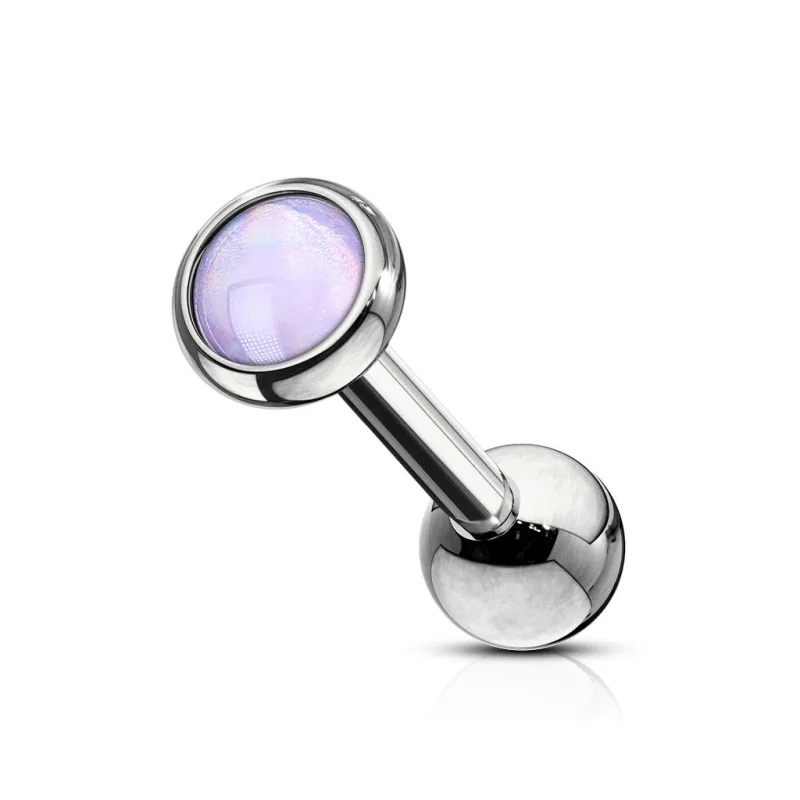 Piercing oreille cartilage hélix pierre lumineuse violette