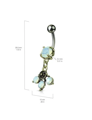 Piercing nombril pendentif cristaux opalite