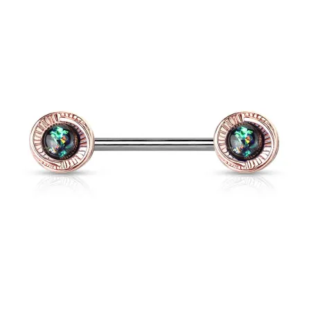 Piercing téton floral opaline verte