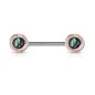 Piercing téton floral opaline verte