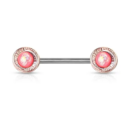 Piercing téton floral opaline rose