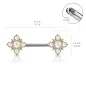 Piercing téton losange floral doré perles cristaux