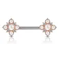 Piercing téton losange floral rosé perles cristaux