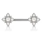 Piercing téton losange floral argenté perles cristaux