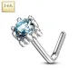 Piercing nez Or blanc 14 carats carré gemme turquoise