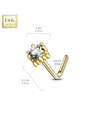 Piercing nez Or jaune 14 carats carré gemme blanc