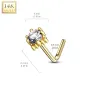 Piercing nez Or jaune 14 carats carré gemme blanc