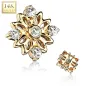 Piercing microdermal Or jaune 14 Carats fleur 5 strass