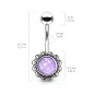 Piercing nombril fleur pierre lumineuse violette