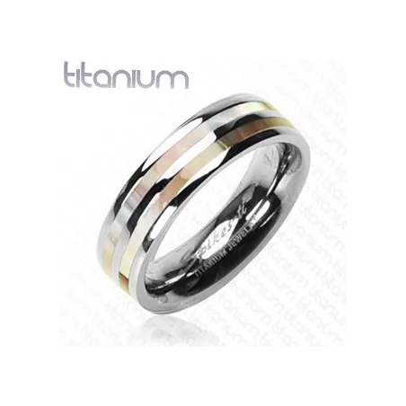 Bague Titane Solide Dual Pearl avec Nacre - Bague homme et femme en titane