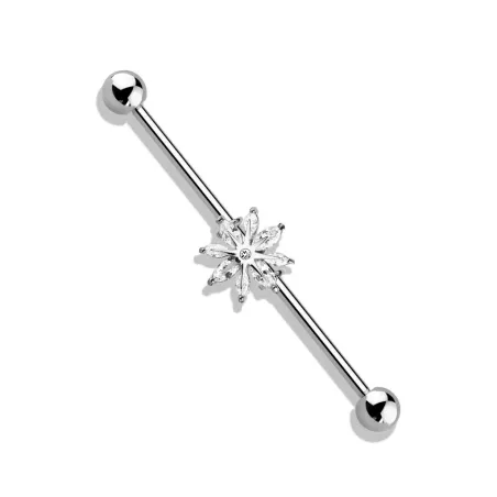 Piercing industriel oreille flocon de neige