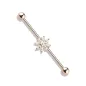 Piercing industriel oreille plaqué or rose flocon de neige