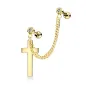 Double piercing cartilage oreille chaine croix doré