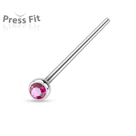 Piercing nez fishtail pliable strass fuchsia