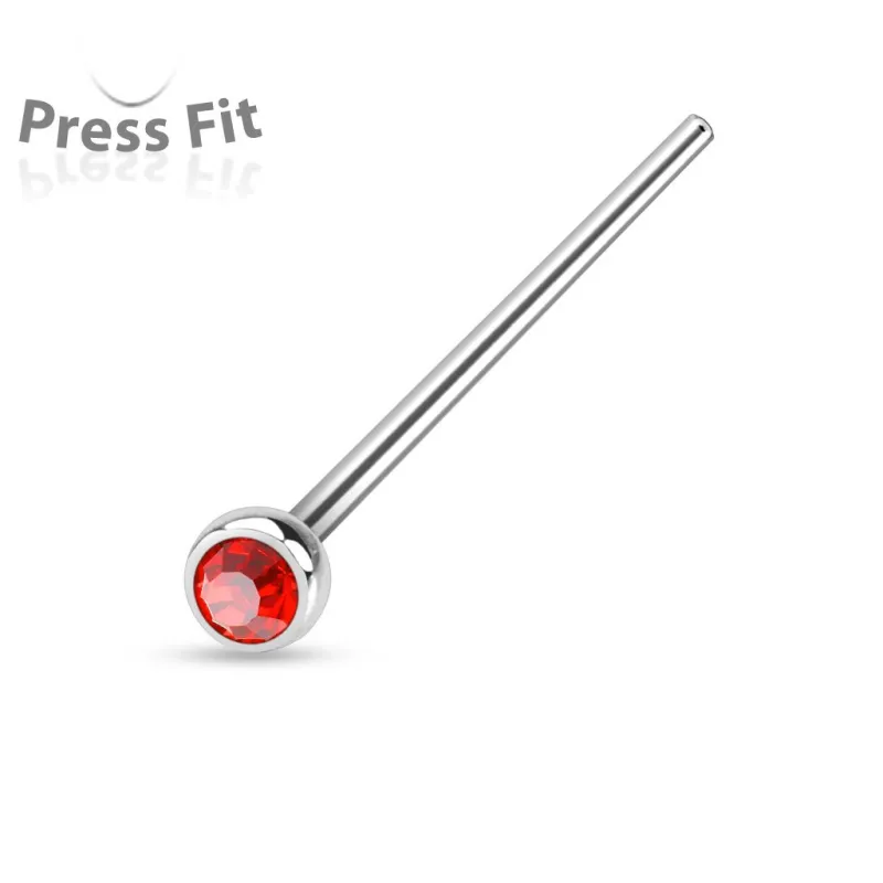 Piercing nez fishtail pliable strass rouge