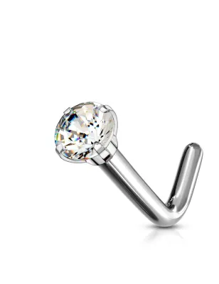 Piercing nez tige en L zircon Titane G23