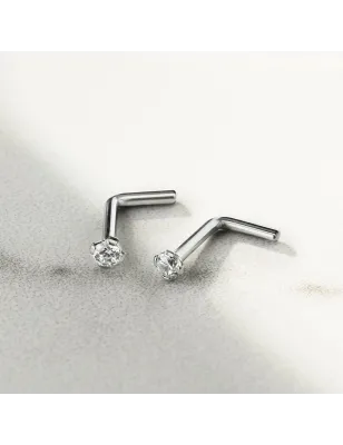 Piercing nez tige en L zircon Titane G23